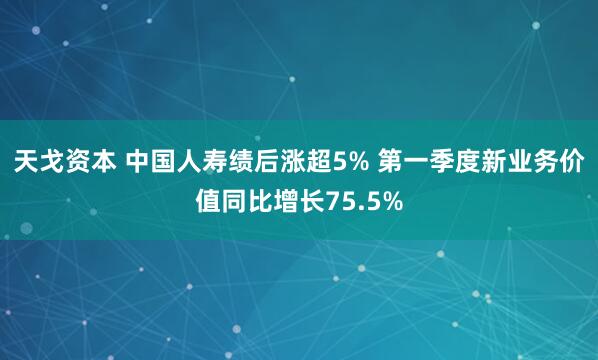 天戈资本 中国人寿绩后涨超5% 第一季度新业务价值同比增长75.5%